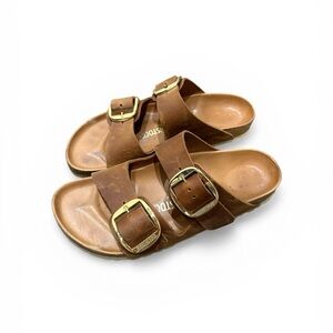 Birkenstock Brown Double-Buckle Slide Sandals